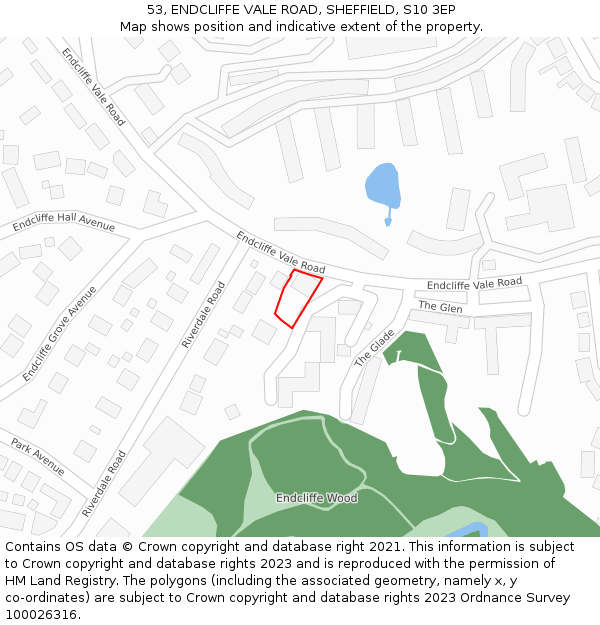 53, ENDCLIFFE VALE ROAD, SHEFFIELD, S10 3EP: Location map and indicative extent of plot