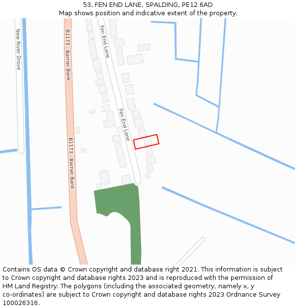 53, FEN END LANE, SPALDING, PE12 6AD: Location map and indicative extent of plot