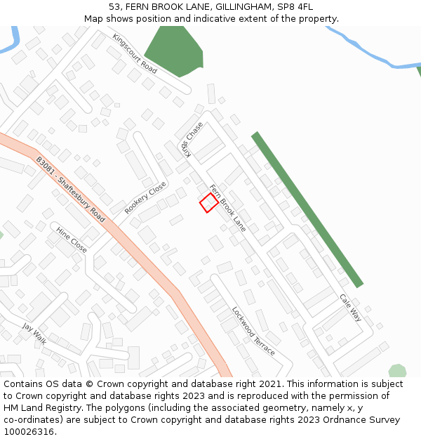 53, FERN BROOK LANE, GILLINGHAM, SP8 4FL: Location map and indicative extent of plot