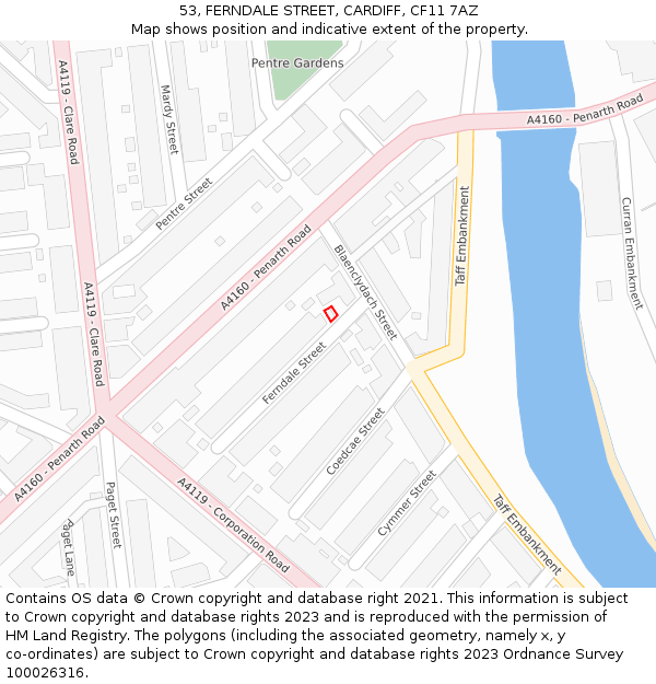 53, FERNDALE STREET, CARDIFF, CF11 7AZ: Location map and indicative extent of plot
