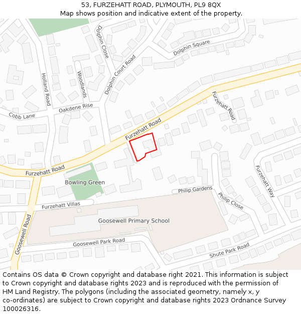 53, FURZEHATT ROAD, PLYMOUTH, PL9 8QX: Location map and indicative extent of plot