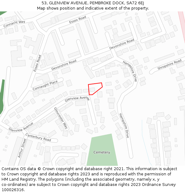 53, GLENVIEW AVENUE, PEMBROKE DOCK, SA72 6EJ: Location map and indicative extent of plot