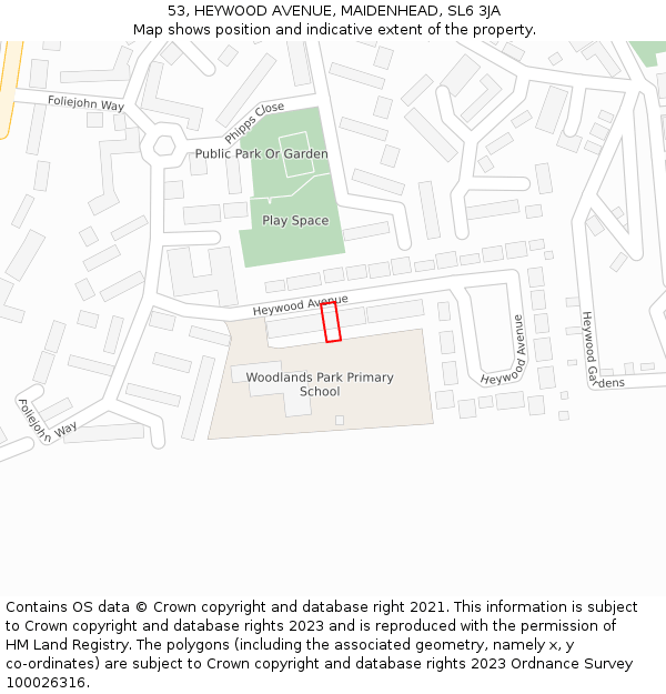 53, HEYWOOD AVENUE, MAIDENHEAD, SL6 3JA: Location map and indicative extent of plot
