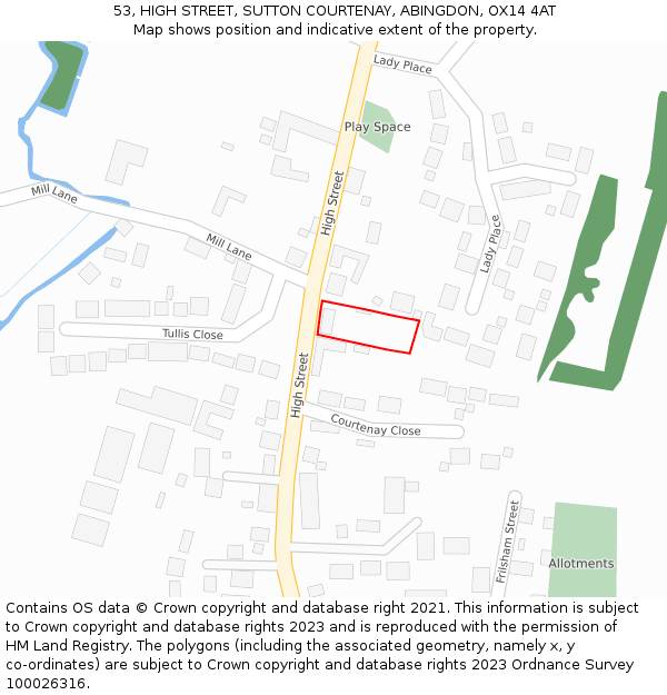 53, HIGH STREET, SUTTON COURTENAY, ABINGDON, OX14 4AT: Location map and indicative extent of plot