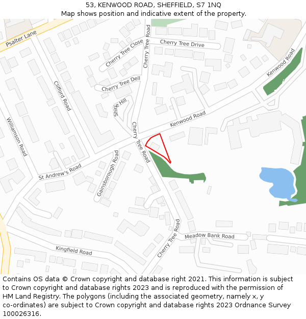 53, KENWOOD ROAD, SHEFFIELD, S7 1NQ: Location map and indicative extent of plot