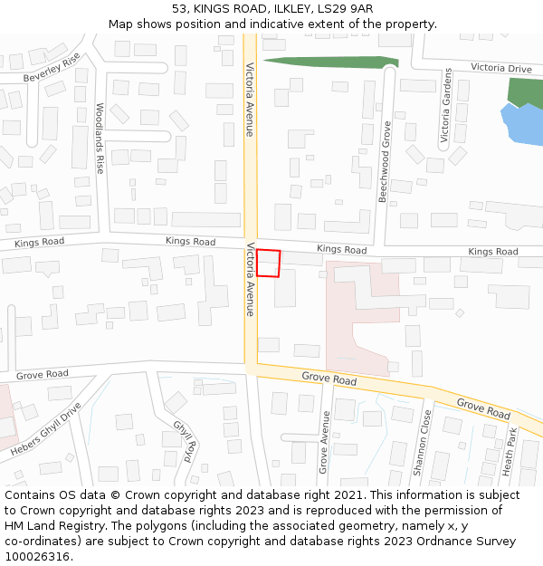 53, KINGS ROAD, ILKLEY, LS29 9AR: Location map and indicative extent of plot