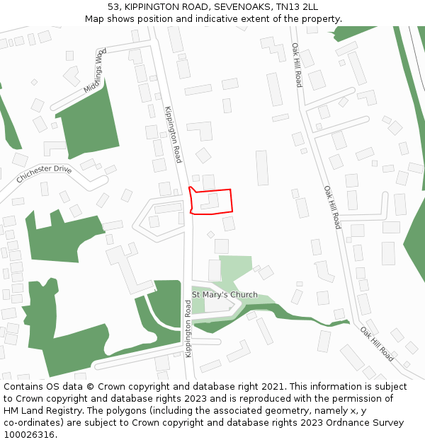 53, KIPPINGTON ROAD, SEVENOAKS, TN13 2LL: Location map and indicative extent of plot