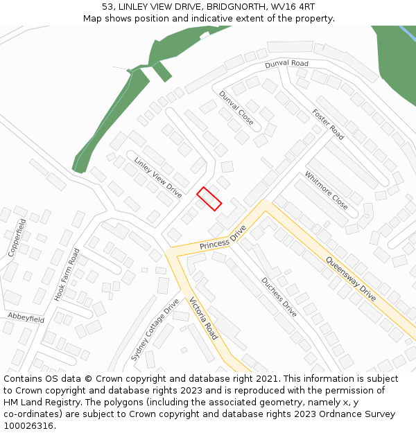 53, LINLEY VIEW DRIVE, BRIDGNORTH, WV16 4RT: Location map and indicative extent of plot