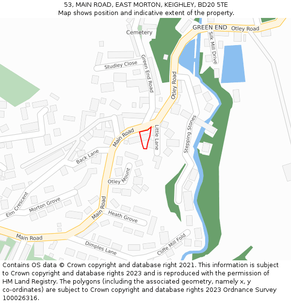 53, MAIN ROAD, EAST MORTON, KEIGHLEY, BD20 5TE: Location map and indicative extent of plot