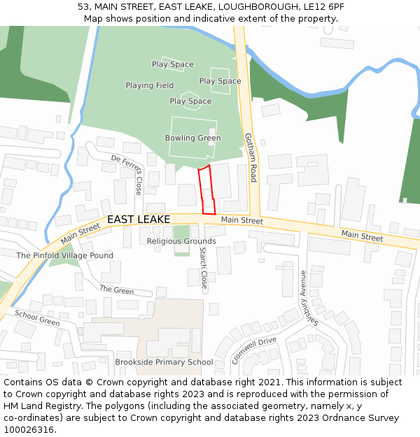 53, MAIN STREET, EAST LEAKE, LOUGHBOROUGH, LE12 6PF: Location map and indicative extent of plot