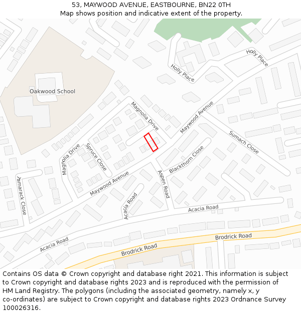53, MAYWOOD AVENUE, EASTBOURNE, BN22 0TH: Location map and indicative extent of plot