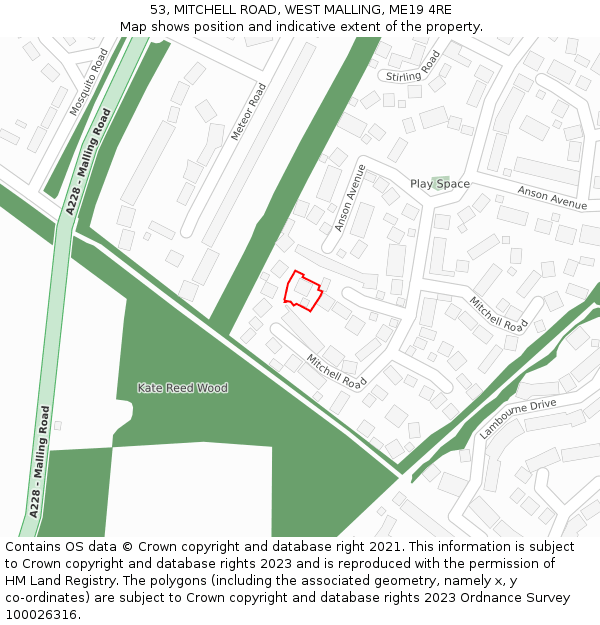 53, MITCHELL ROAD, WEST MALLING, ME19 4RE: Location map and indicative extent of plot