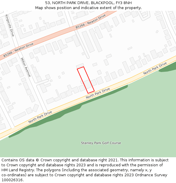 53, NORTH PARK DRIVE, BLACKPOOL, FY3 8NH: Location map and indicative extent of plot
