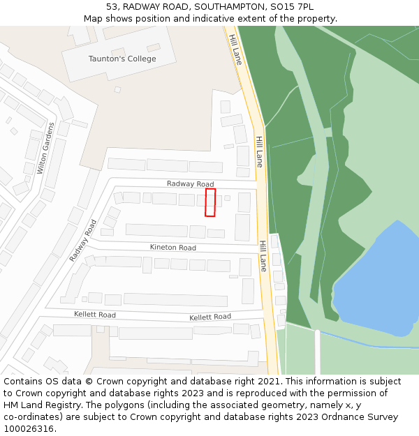 53, RADWAY ROAD, SOUTHAMPTON, SO15 7PL: Location map and indicative extent of plot