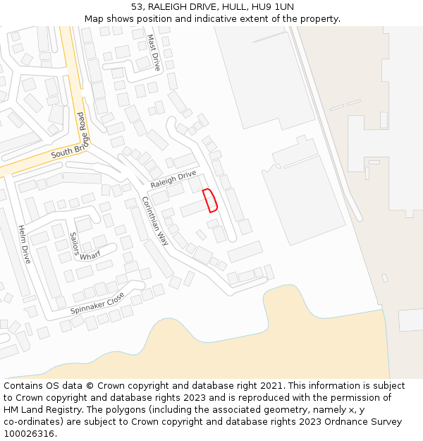 53, RALEIGH DRIVE, HULL, HU9 1UN: Location map and indicative extent of plot