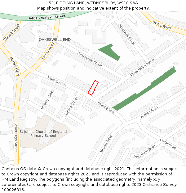 53, RIDDING LANE, WEDNESBURY, WS10 9AA: Location map and indicative extent of plot