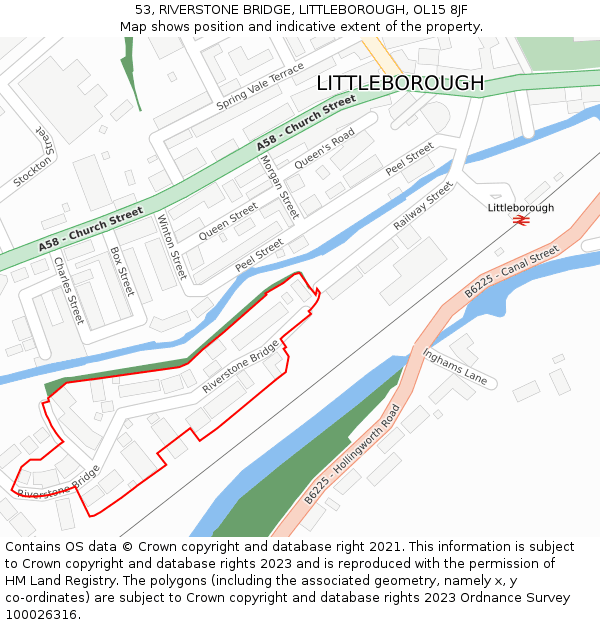53, RIVERSTONE BRIDGE, LITTLEBOROUGH, OL15 8JF: Location map and indicative extent of plot