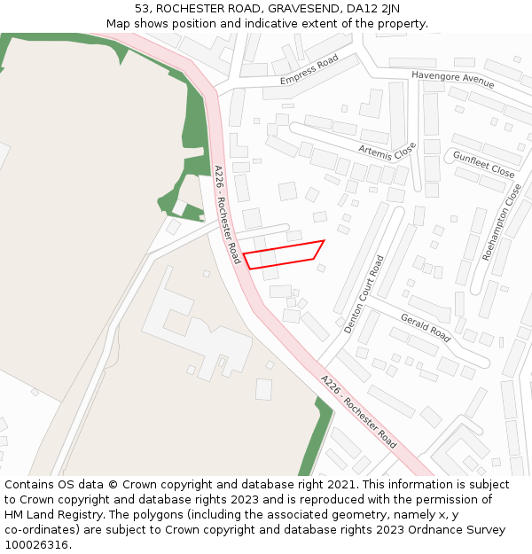 53, ROCHESTER ROAD, GRAVESEND, DA12 2JN: Location map and indicative extent of plot