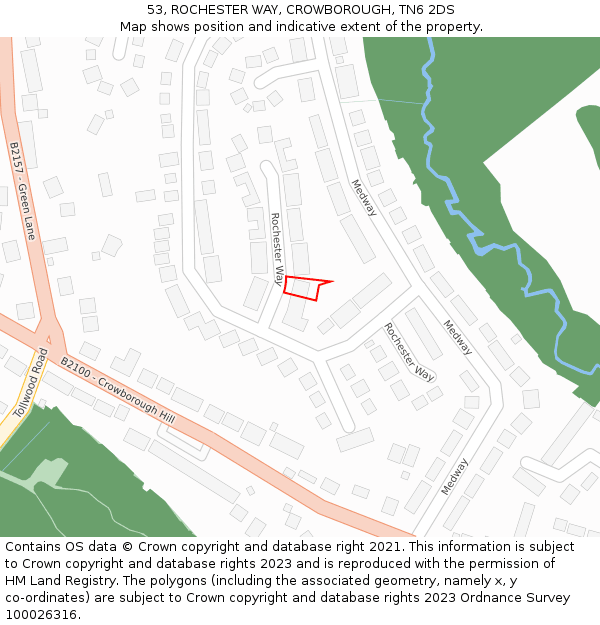 53, ROCHESTER WAY, CROWBOROUGH, TN6 2DS: Location map and indicative extent of plot