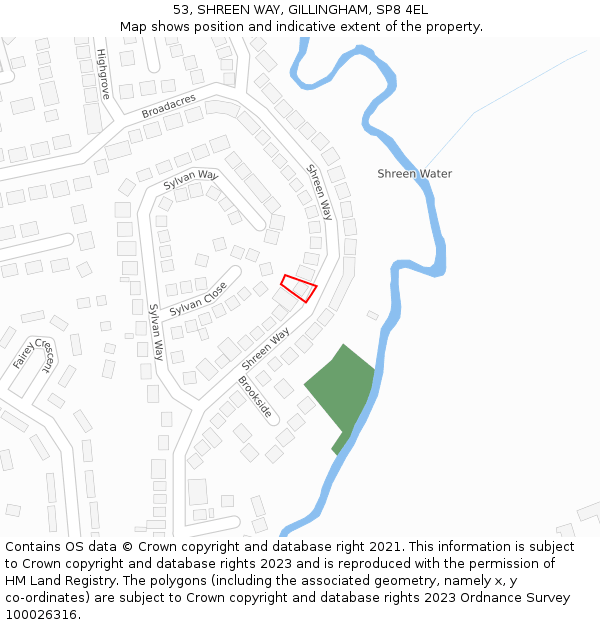 53, SHREEN WAY, GILLINGHAM, SP8 4EL: Location map and indicative extent of plot