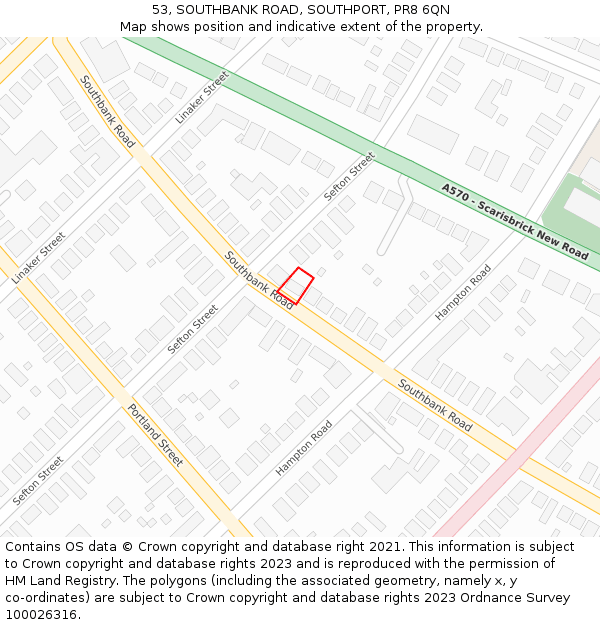 53, SOUTHBANK ROAD, SOUTHPORT, PR8 6QN: Location map and indicative extent of plot