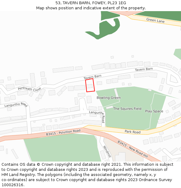 53, TAVERN BARN, FOWEY, PL23 1EG: Location map and indicative extent of plot