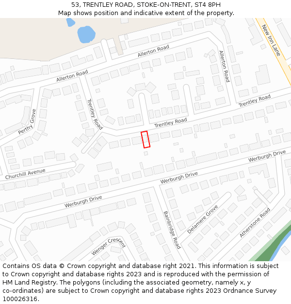 53, TRENTLEY ROAD, STOKE-ON-TRENT, ST4 8PH: Location map and indicative extent of plot