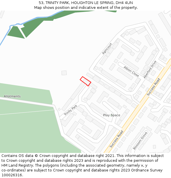 53, TRINITY PARK, HOUGHTON LE SPRING, DH4 4UN: Location map and indicative extent of plot
