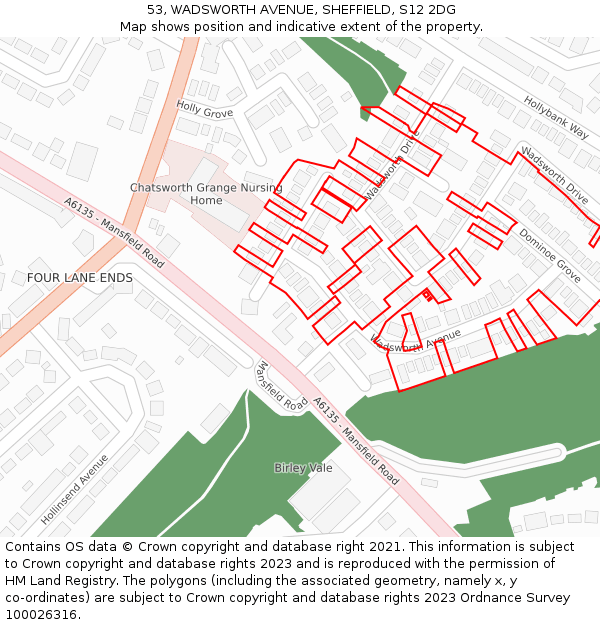 53, WADSWORTH AVENUE, SHEFFIELD, S12 2DG: Location map and indicative extent of plot