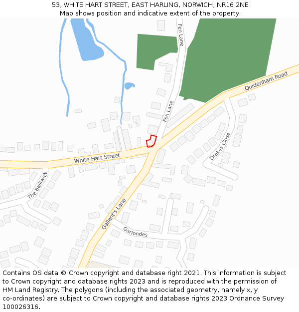 53, WHITE HART STREET, EAST HARLING, NORWICH, NR16 2NE: Location map and indicative extent of plot