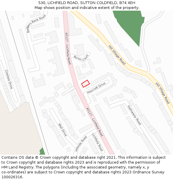 530, LICHFIELD ROAD, SUTTON COLDFIELD, B74 4EH: Location map and indicative extent of plot