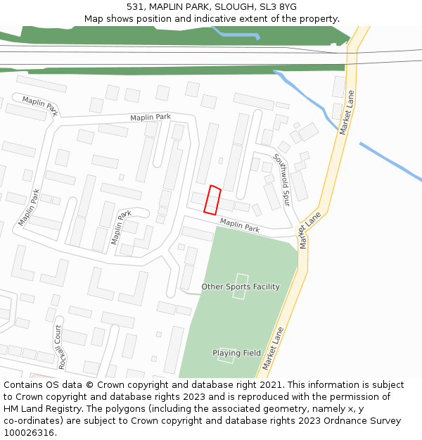 531, MAPLIN PARK, SLOUGH, SL3 8YG: Location map and indicative extent of plot