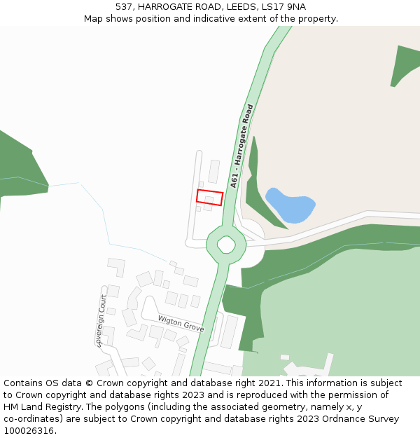 537, HARROGATE ROAD, LEEDS, LS17 9NA: Location map and indicative extent of plot