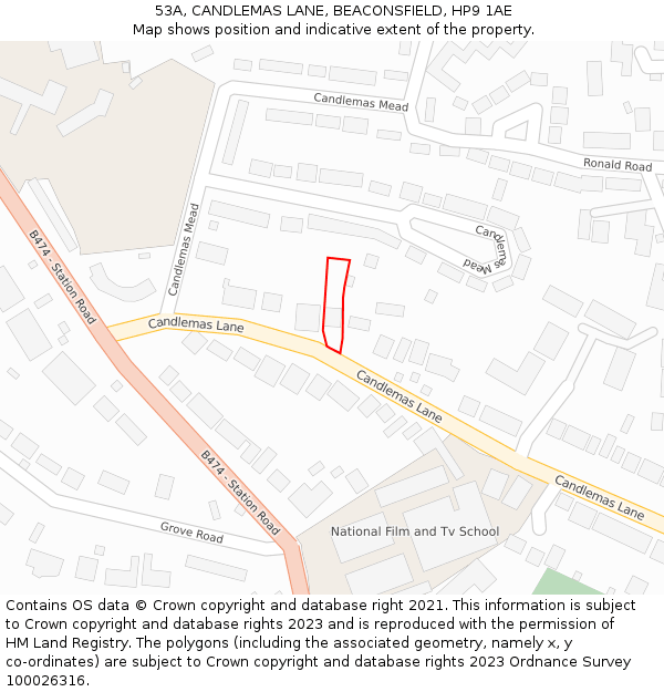 53A, CANDLEMAS LANE, BEACONSFIELD, HP9 1AE: Location map and indicative extent of plot