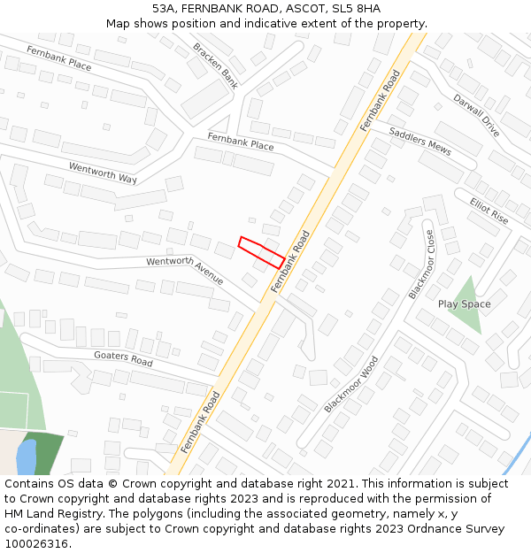 53A, FERNBANK ROAD, ASCOT, SL5 8HA: Location map and indicative extent of plot