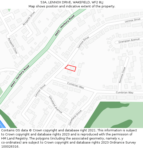 53A, LENNOX DRIVE, WAKEFIELD, WF2 8LJ: Location map and indicative extent of plot