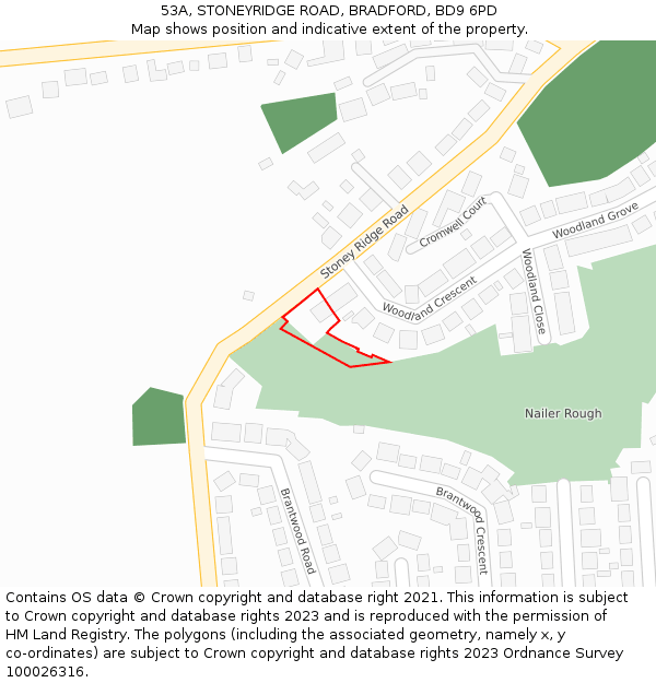53A, STONEYRIDGE ROAD, BRADFORD, BD9 6PD: Location map and indicative extent of plot