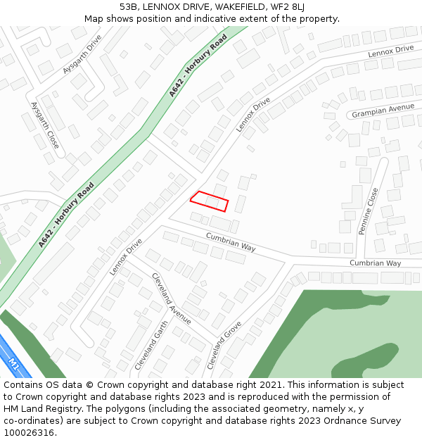 53B, LENNOX DRIVE, WAKEFIELD, WF2 8LJ: Location map and indicative extent of plot