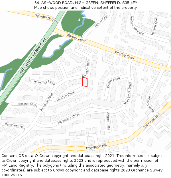 54, ASHWOOD ROAD, HIGH GREEN, SHEFFIELD, S35 4EY: Location map and indicative extent of plot