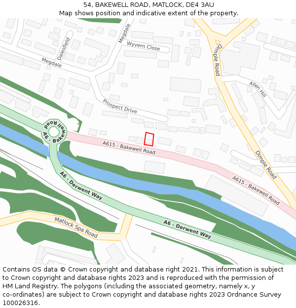 54, BAKEWELL ROAD, MATLOCK, DE4 3AU: Location map and indicative extent of plot