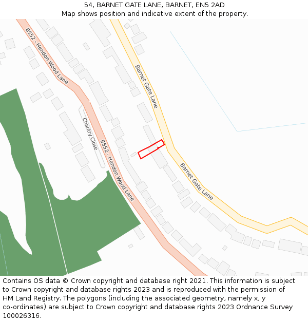 54, BARNET GATE LANE, BARNET, EN5 2AD: Location map and indicative extent of plot