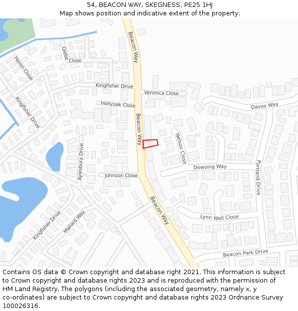 54, BEACON WAY, SKEGNESS, PE25 1HJ: Location map and indicative extent of plot