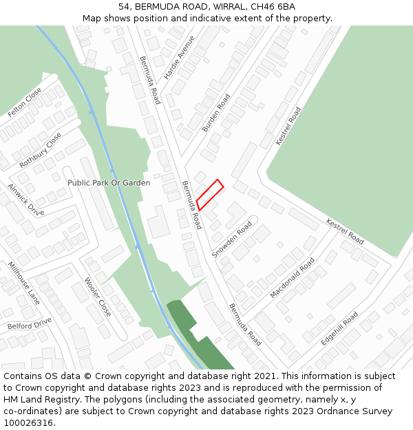 54, BERMUDA ROAD, WIRRAL, CH46 6BA: Location map and indicative extent of plot