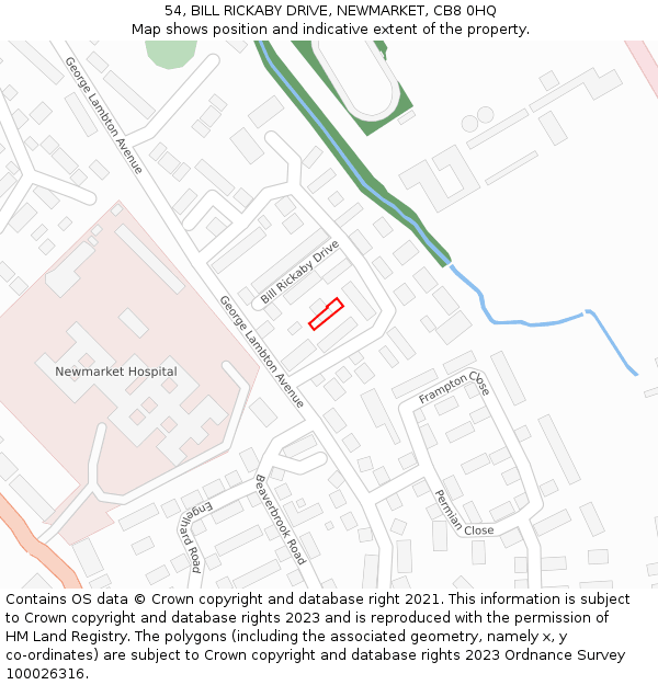 54, BILL RICKABY DRIVE, NEWMARKET, CB8 0HQ: Location map and indicative extent of plot