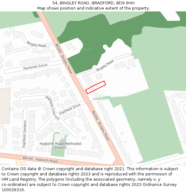 54, BINGLEY ROAD, BRADFORD, BD9 6HH: Location map and indicative extent of plot