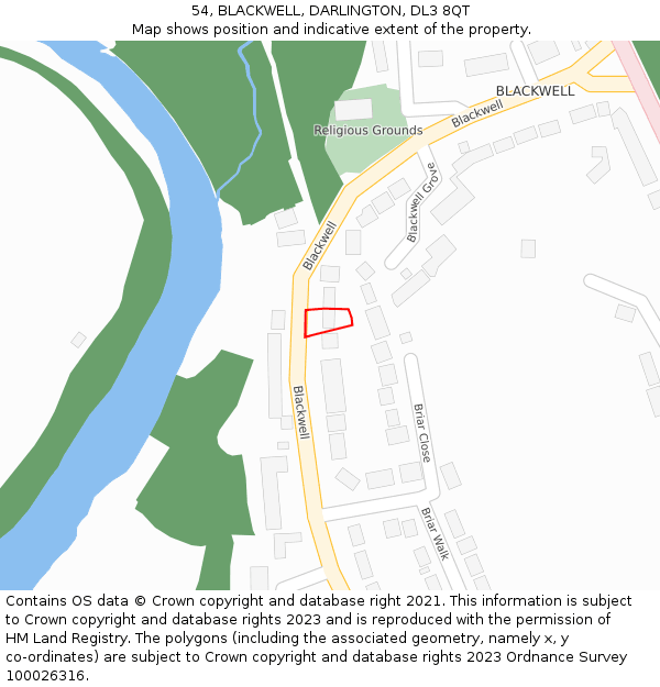 54, BLACKWELL, DARLINGTON, DL3 8QT: Location map and indicative extent of plot