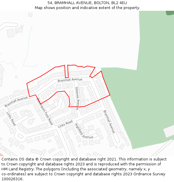 54, BRAMHALL AVENUE, BOLTON, BL2 4EU: Location map and indicative extent of plot