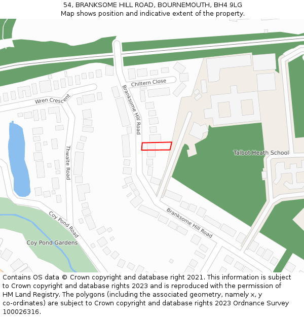 54, BRANKSOME HILL ROAD, BOURNEMOUTH, BH4 9LG: Location map and indicative extent of plot