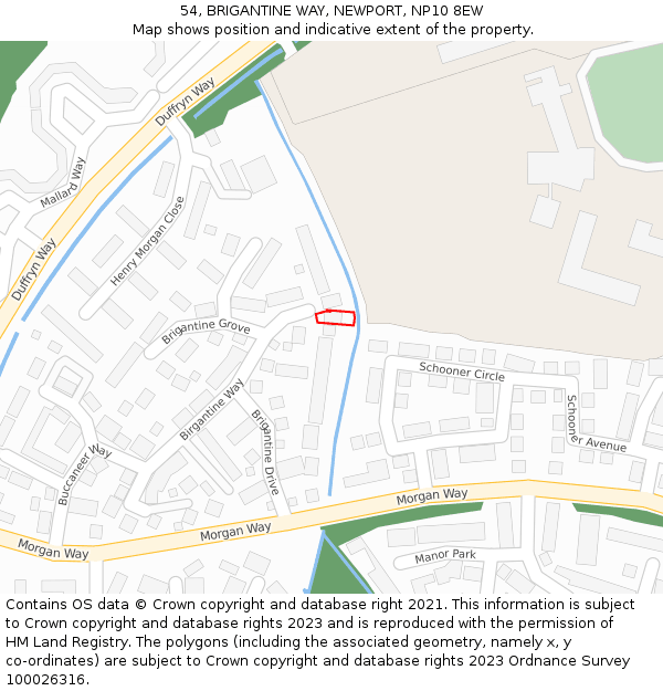 54, BRIGANTINE WAY, NEWPORT, NP10 8EW: Location map and indicative extent of plot
