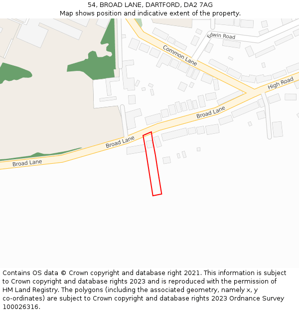 54, BROAD LANE, DARTFORD, DA2 7AG: Location map and indicative extent of plot